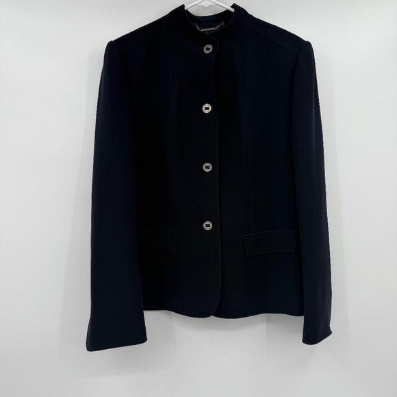 Calvin Klein Jacket Women 12 Black Buttons Blazer Coat Office Career Academia - Picture 1 of 11